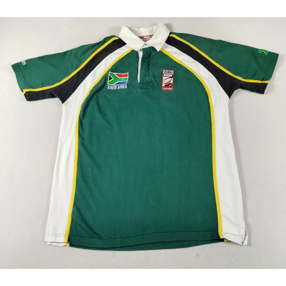 Vintage South Africa Jersey Mens Large Green Rugby Dubai Rugby Emirates Sevens